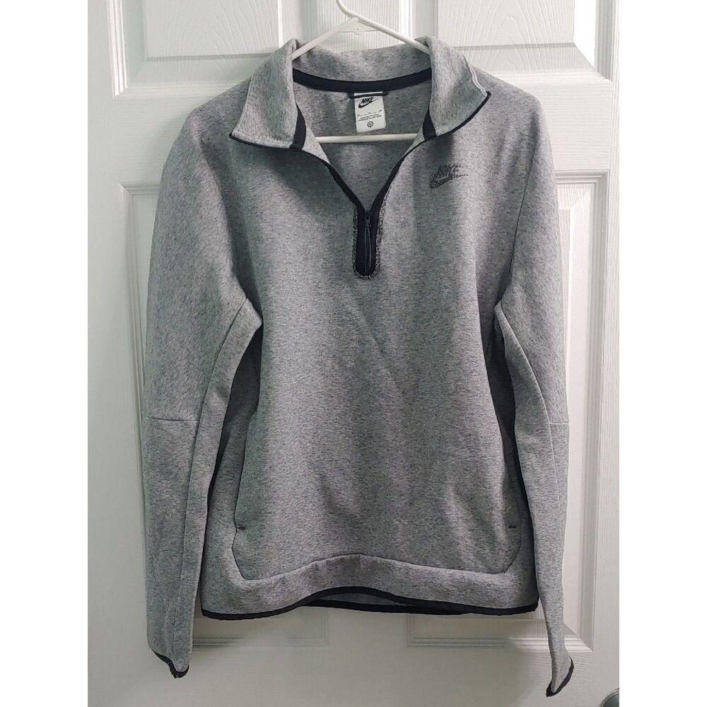 Nike Sweatshirt Men's Tech Fleece Quarter Zip Heather Gray Pullover Size M
